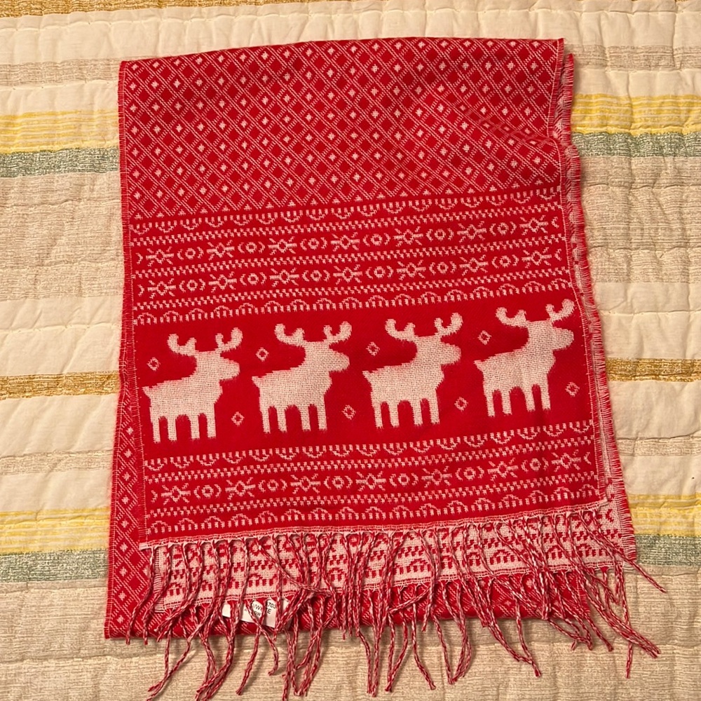 Red and White Moose Scarf